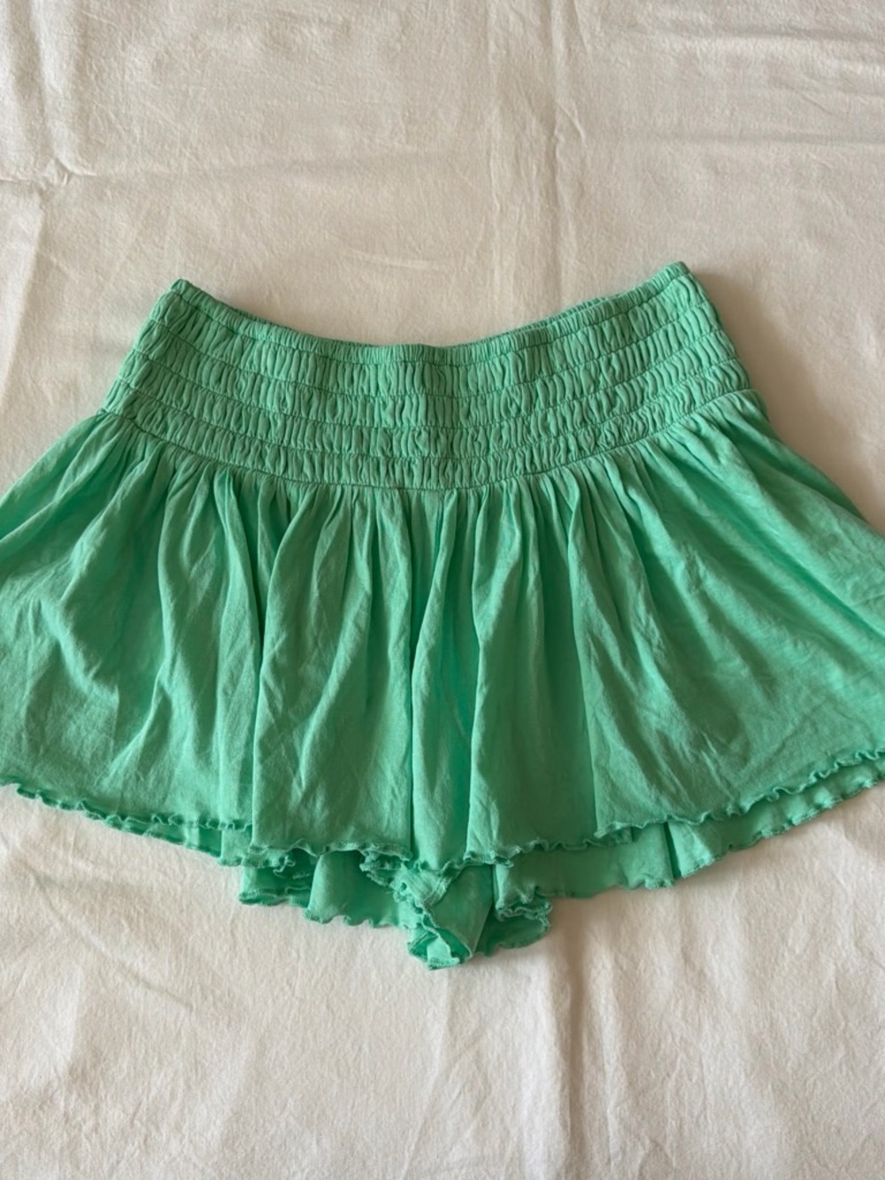 Free People Mint Green High-Waist Smocked Shorts